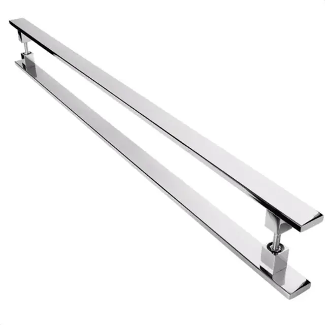Puxador Inox Para Porta Pivotante Madeira Vidro 1.20 Metro Alto Brilho