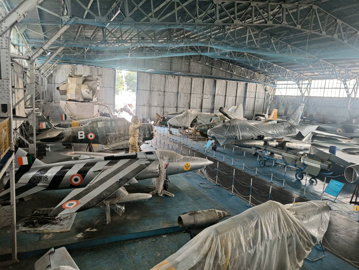 The hangar-like aircraft display space