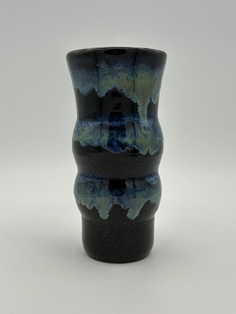 Midnight Drip — blue-green glaze over black