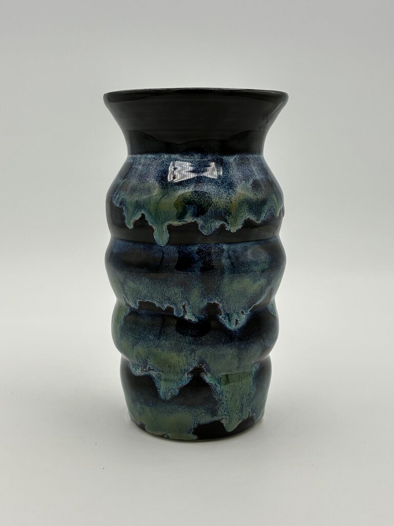 Midnight Drip — layered ridge vase
