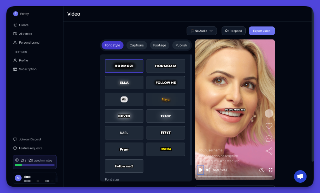 Videotok AI-generated video examples and interface features