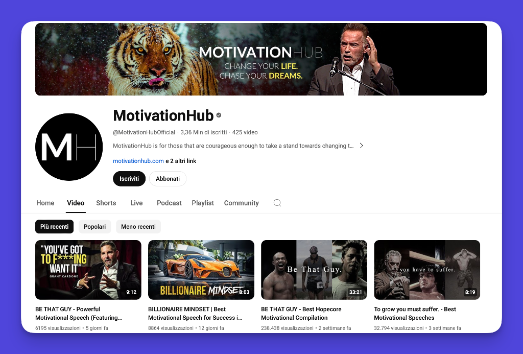 Examples of successful faceless YouTube channels: Chispa Motivation and MotivationHub