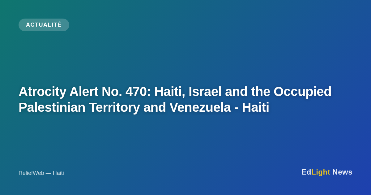 L'ONU alerte sur le recrutement d'enfants par les gangs en Haïti