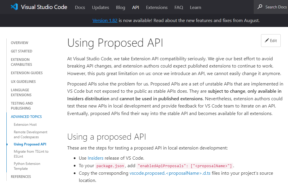 Proposed api screenshot