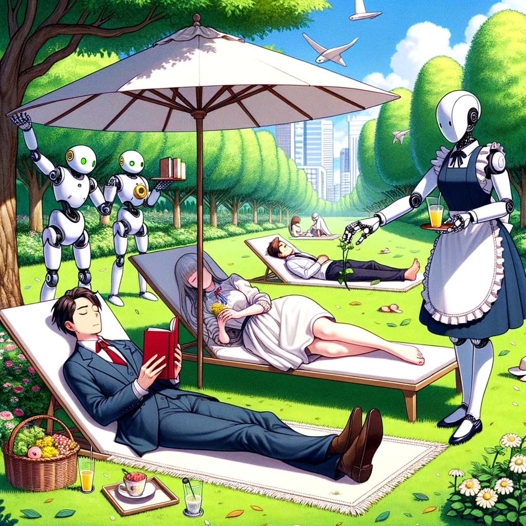 picture of lazy humans and robots