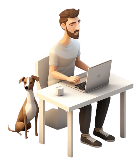 A person sitting in front of a computer.