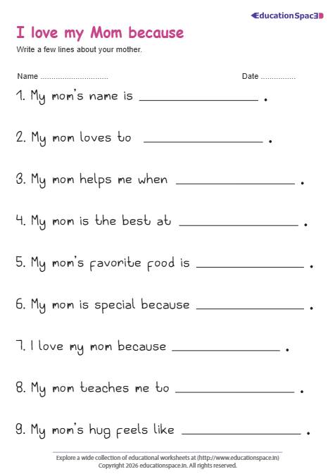 Mother’s Day - I Love My Mom Activity