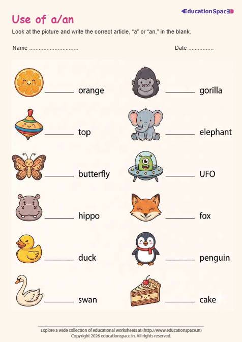 Use of a/an
