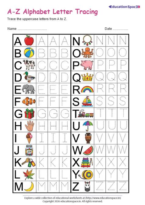 A-Z Alphabet Letter Tracing - Uppercase  #1