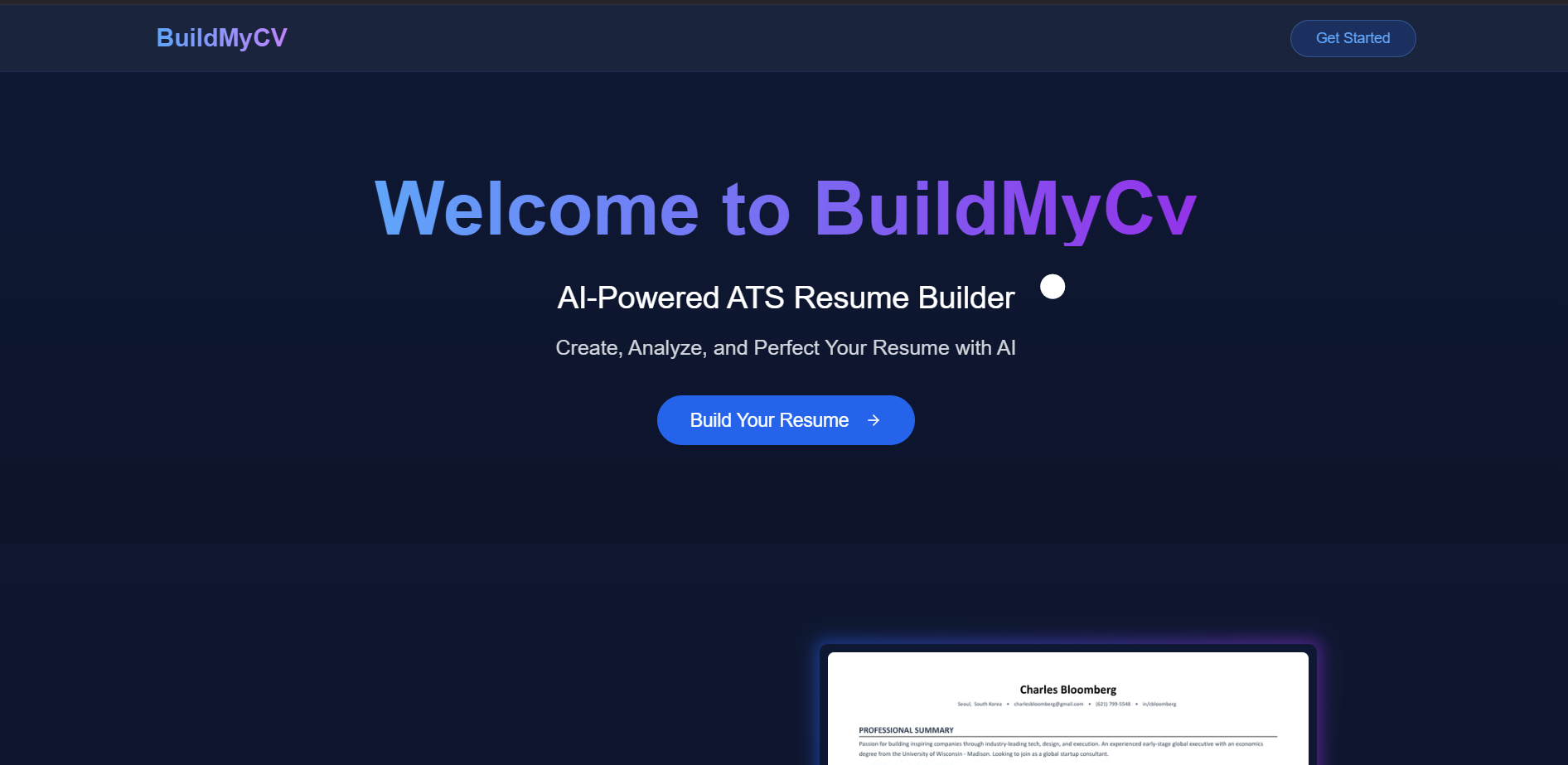 AI Powered Resume Builder - BuildMyCV