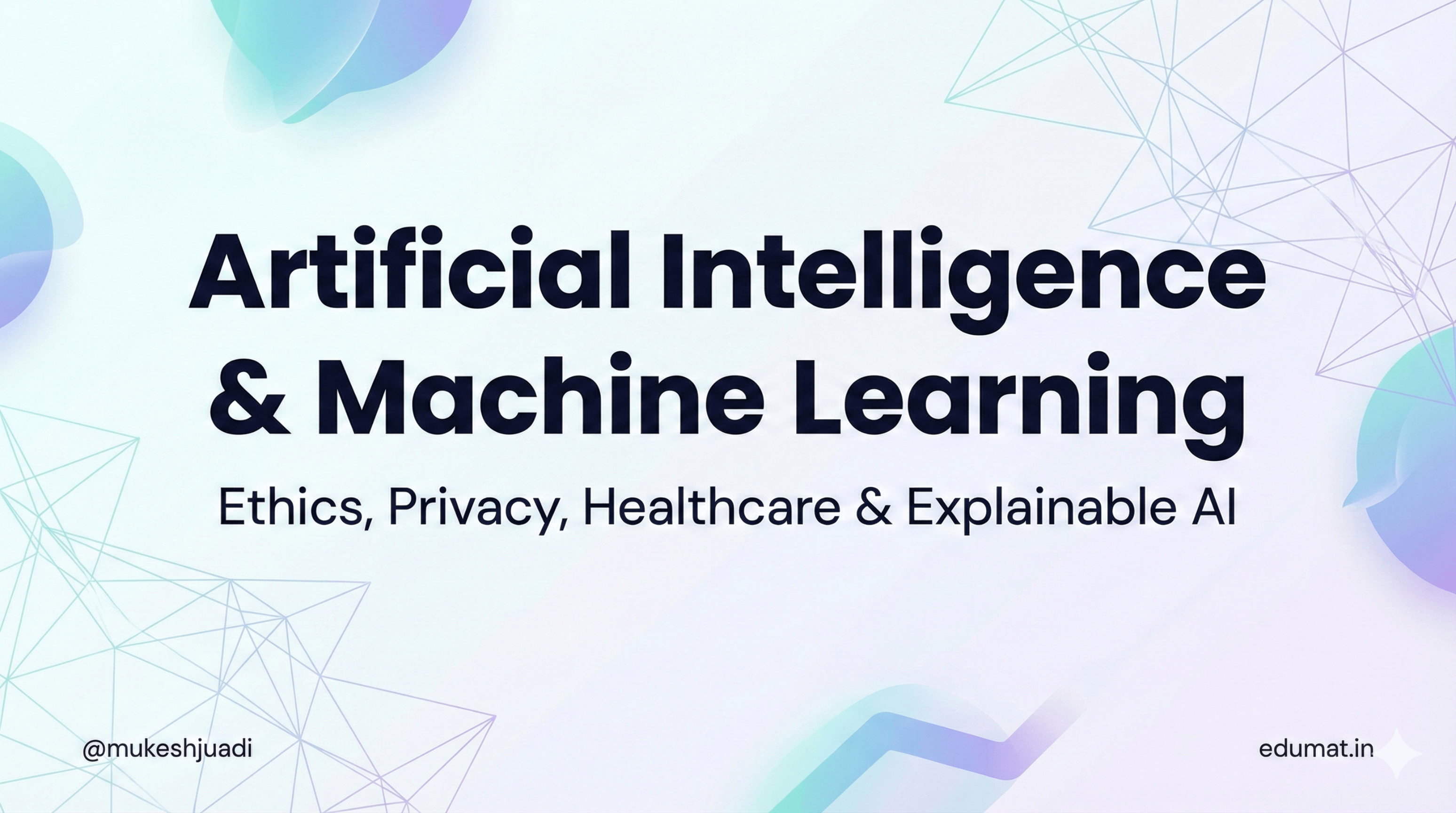 Welcome. Today, we will explore Artificial Intelligence and Machine Learning. We’ll look at how AI is shaping our world, the ethical challenges it brings, how privacy-focused learning works, the role of AI in healthcare, and why understanding AI decisions is more important than ever.