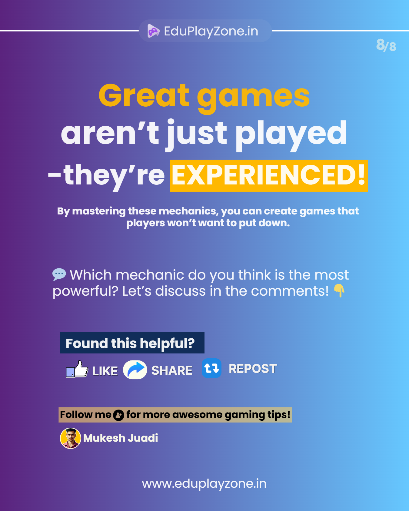 A great game isn’t just played—it’s experienced! Master these mechanics, and you’ll create a game that players won’t want to put down.