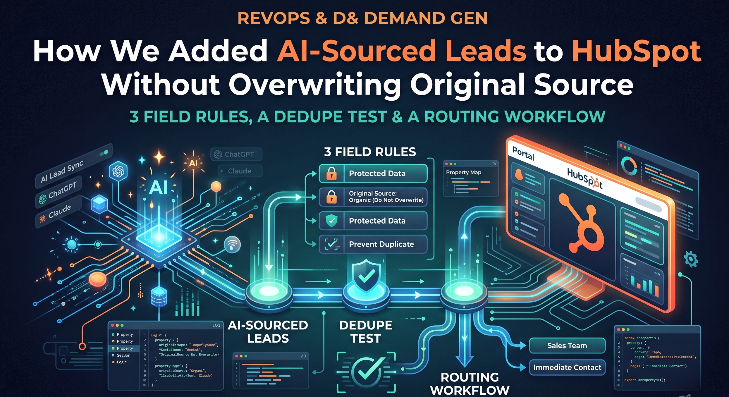 How We Added AI-Sourced Leads to HubSpot Without Overwriting Original Source: 3 Field Rules, a Dedupe Test, and a Routing Workflow