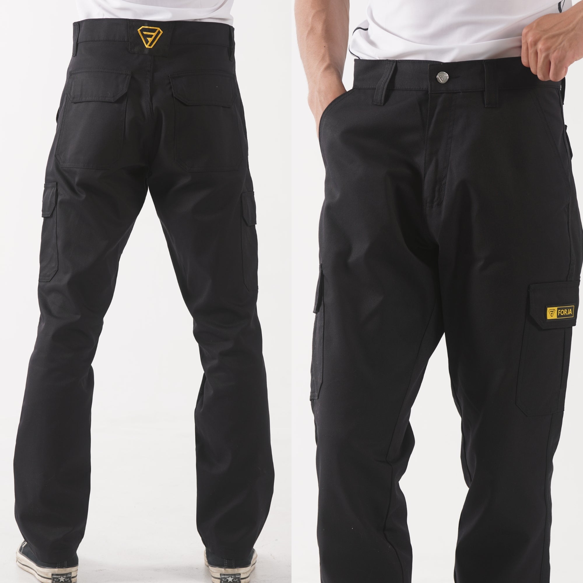 Classic Straight Fit Work Trousers with six pockets | Black