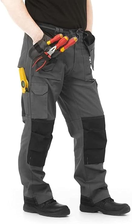 Mens Work Trousers With Holster & Knee Pad Pockets | Grey