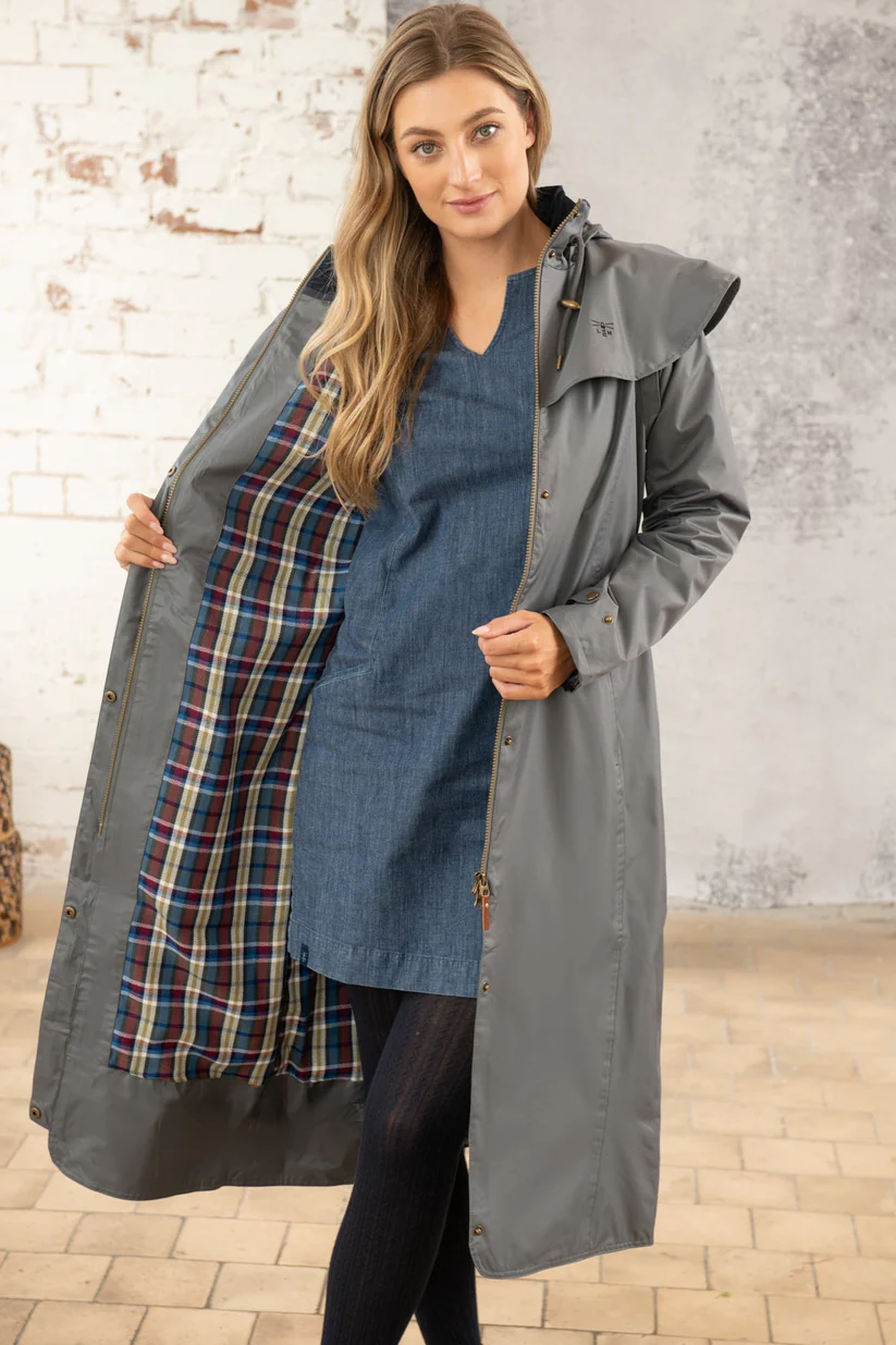 Outback Women's Full-Length Waterproof Raincoat - Lightweight, Durable, Stylish - Perfect for Outdoor Adventures - Urban Grey