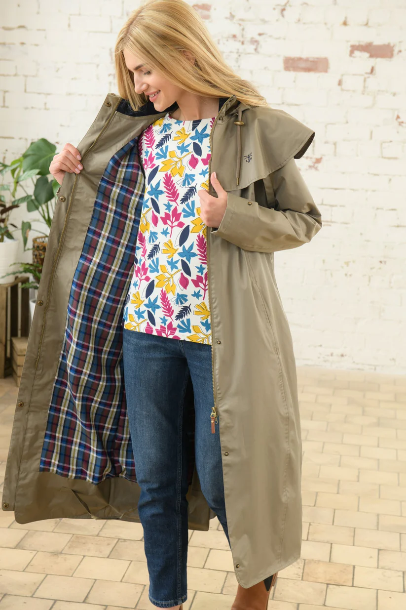 Outback Women's Full-Length Waterproof Raincoat - Lightweight, Durable, Stylish - Perfect for Outdoor Adventures - Fawn