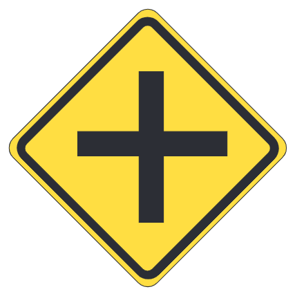 Cross Road Warning Sign