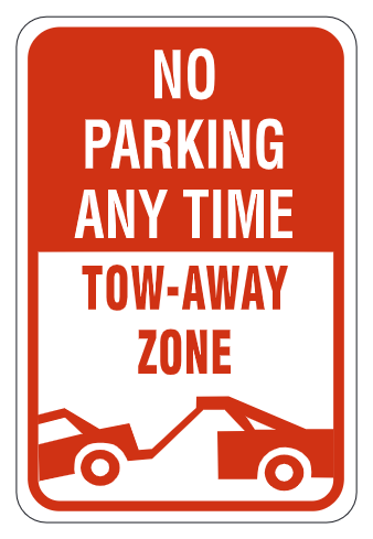 No Parking Any Time Tow Away Zone