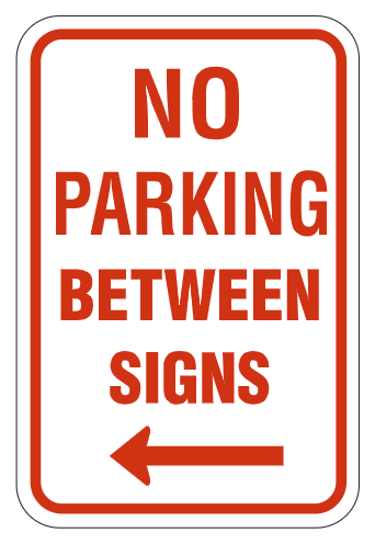No Parking Between Signs Left