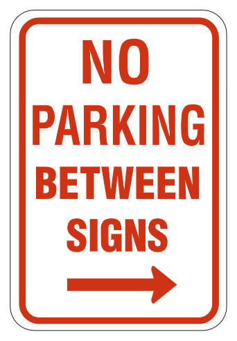 No Parking Between Signs Right