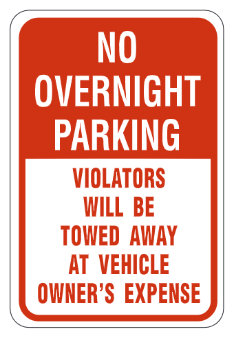 No Overnight Parking Violators Towed