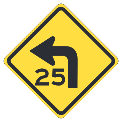 Turn Left with Advisory Speed