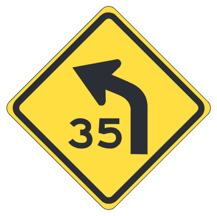 Curve Left with Advisory Speed