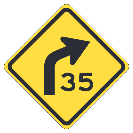 Curve Right with Advisory Speed