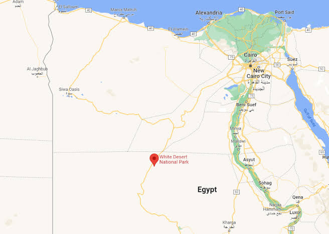 Route map for White Desert & Bahariya Oasis Overnight 4x4 Camping Safari