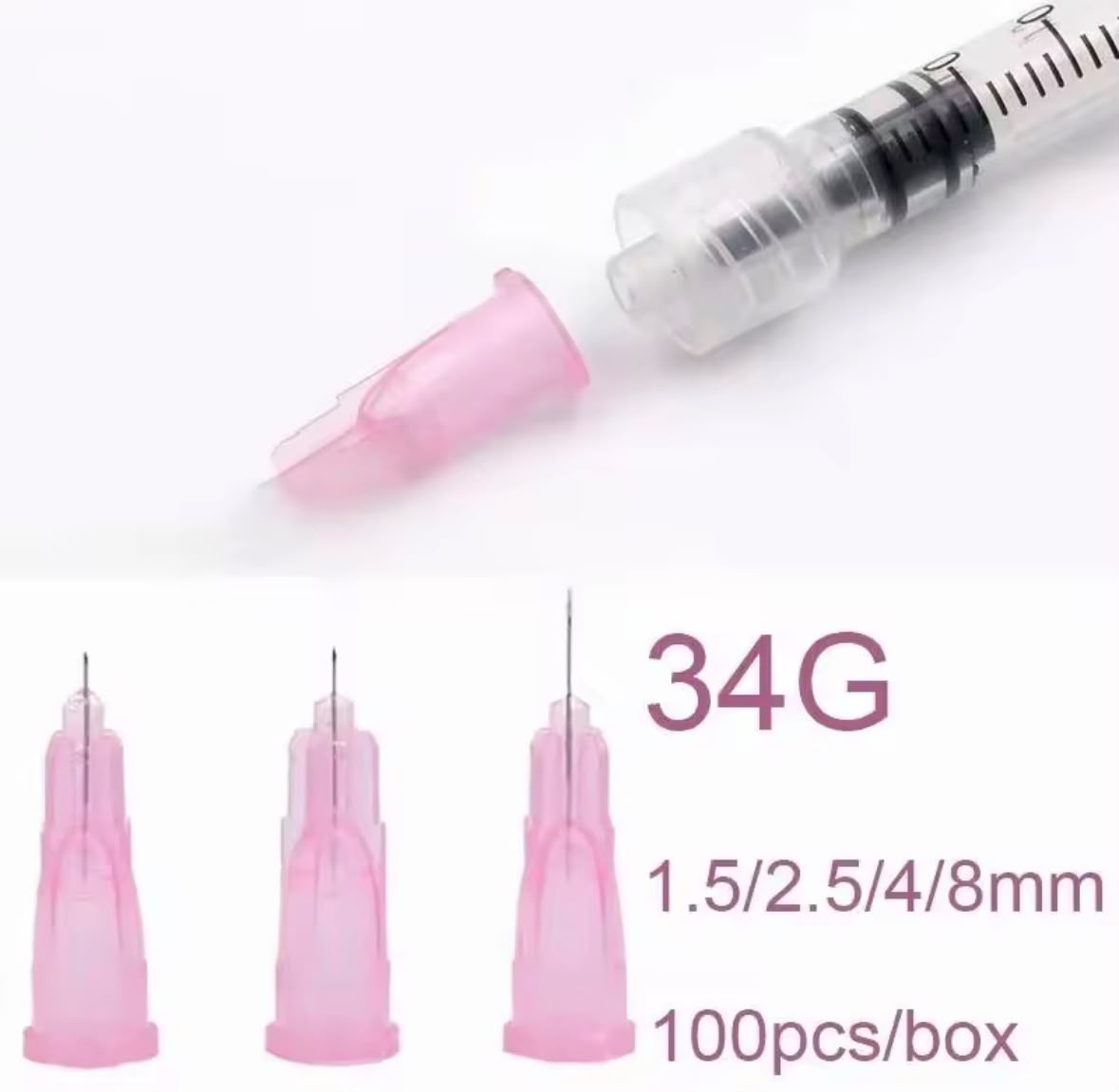 Micro cánulas descartables 34g 2.5mm o 4mm larga caja x50unid