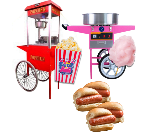 Combo Snacks - Popcorn en Caja + Algodón + Mini Hot Dog