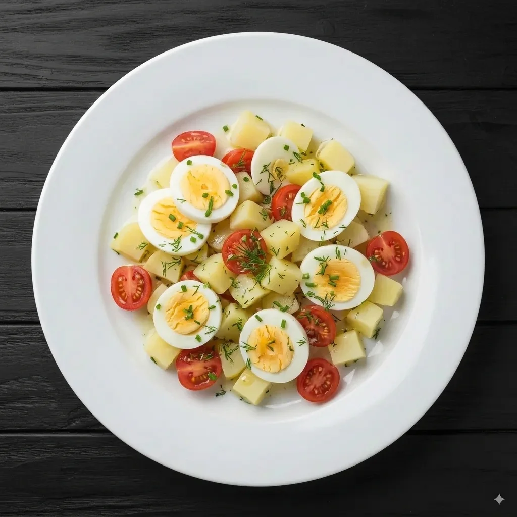 Ensalada de huevo cocido y patata
