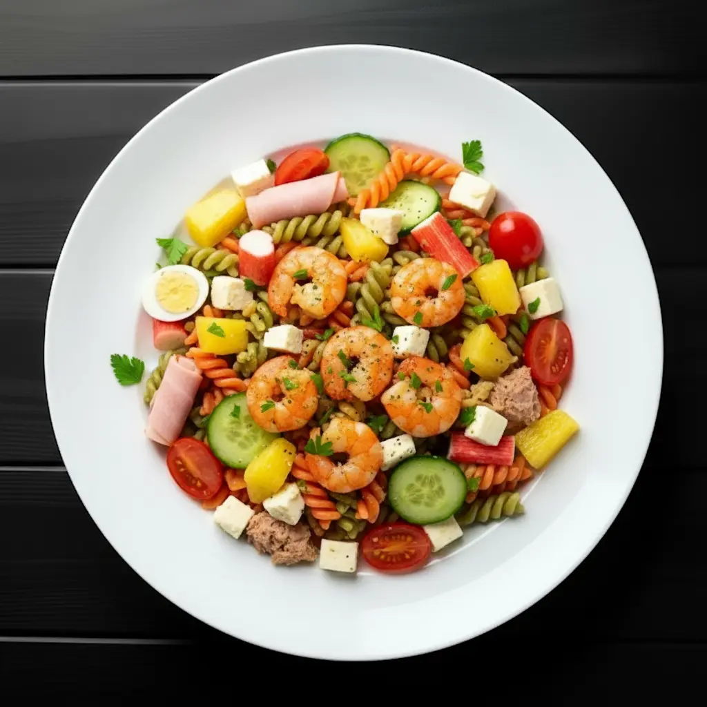 Ensalada de verano con pasta, atún y huevo
