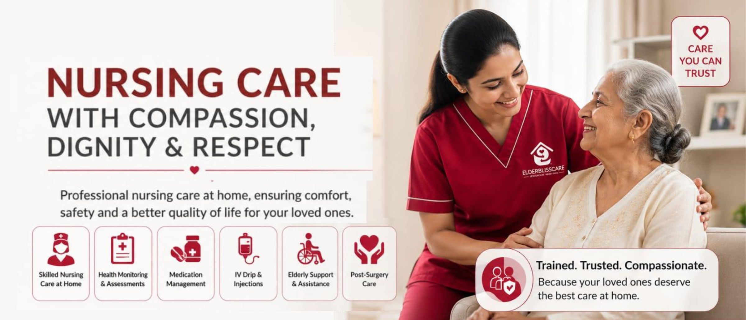 Home Care Nurse in Delhi - ElderBlissCare providing nursing care at home