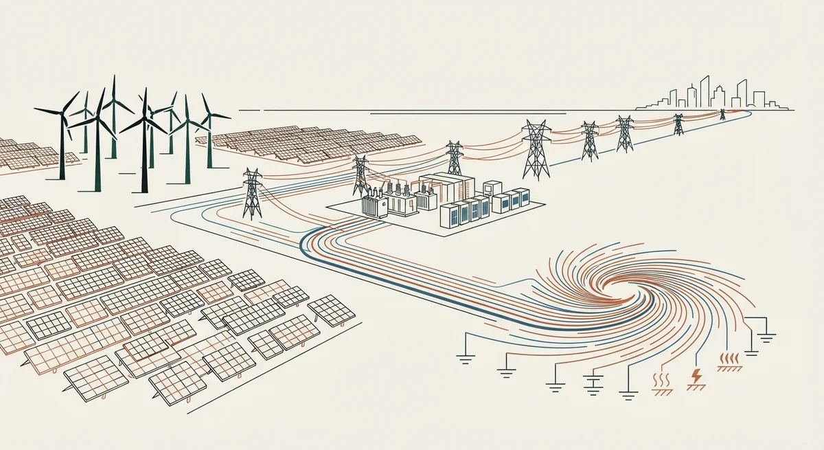 Ilustración editorial bajo Norma Gráfica (§20.3) para: Vertimiento de energía renovable marca nuevo récord para el período enero-julio