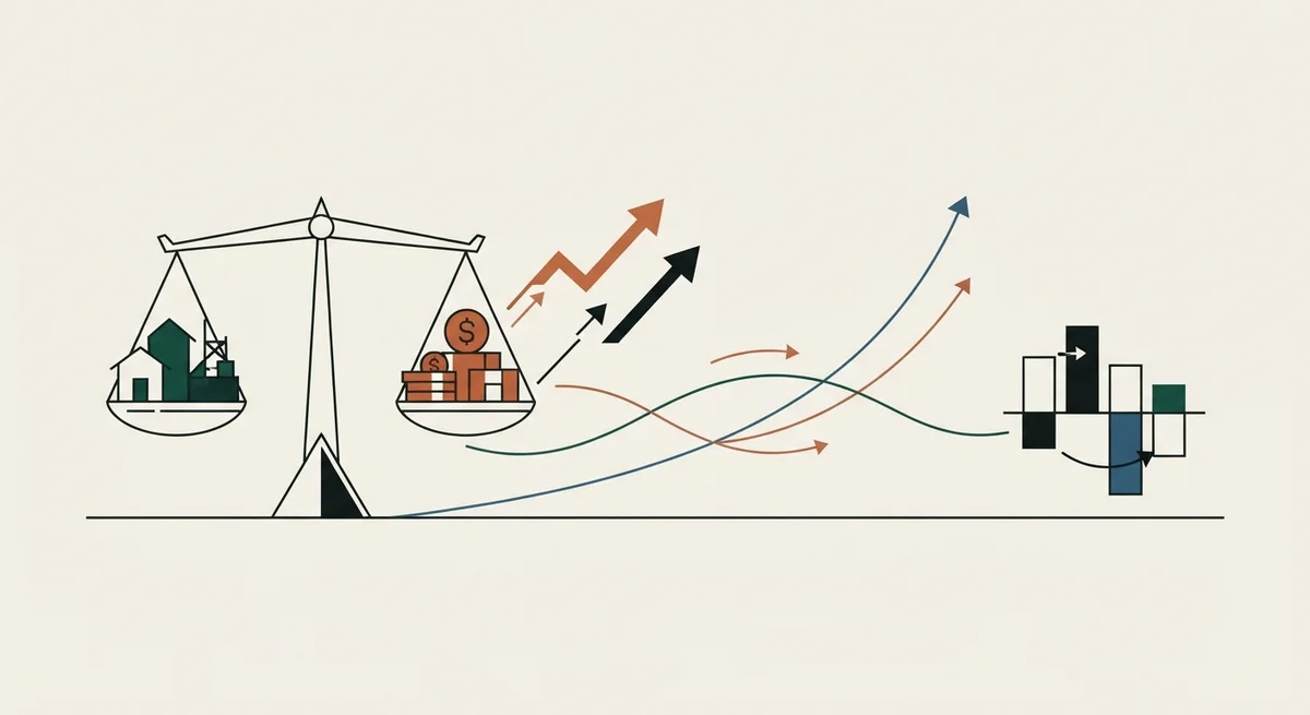 Ilustración editorial bajo Norma Gráfica (§20.3) para: Reforma de capitales para vivienda: Informe financiero detalla impacto fiscal y proyecciones