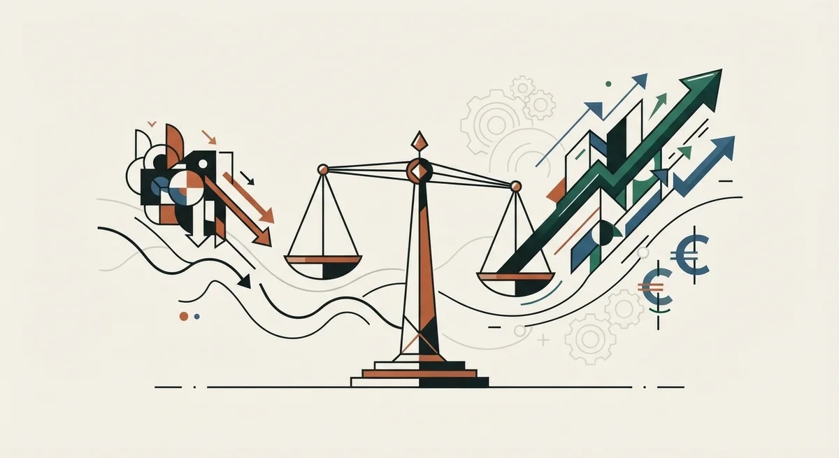 Ilustración editorial bajo Norma Gráfica (§20.3) para: Banco Central recorta proyección de PIB para 2026 y anticipa fuerte repunte de la inversión en 2027