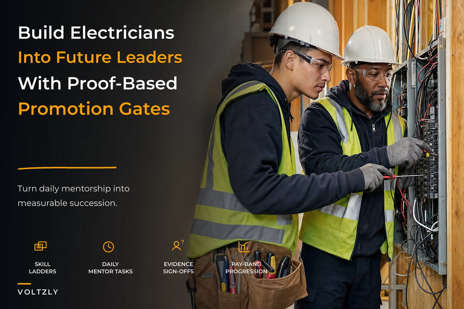 Apprenticeship ladder and mentor program with succession pathways for electricians