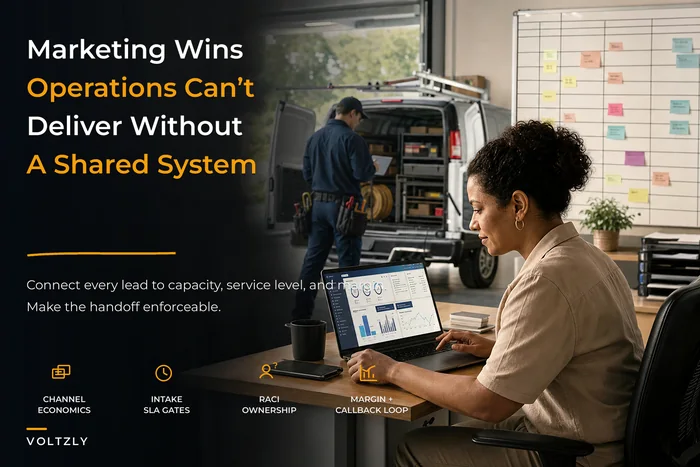 Demand-to-delivery system aligning marketing and operations for electrical shops