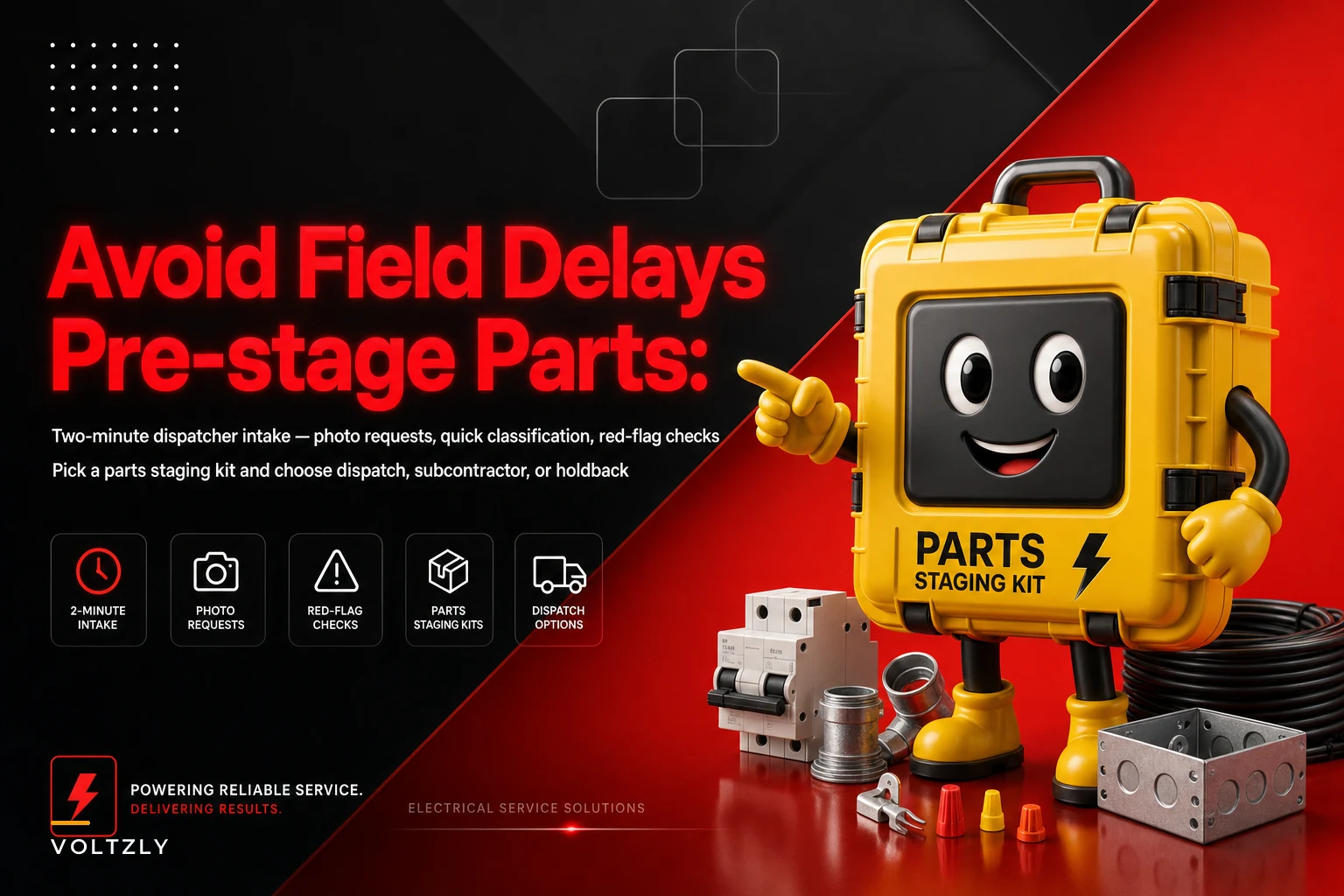 Dispatcher quick-assessment checklist to pre-stage parts for complex sites