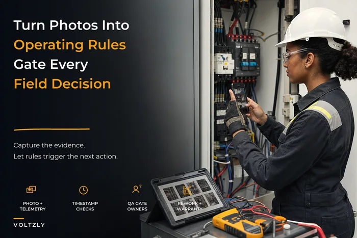 Field-intelligence operating system that turns photos into operating rules