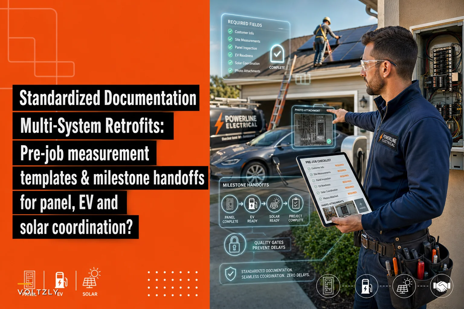 Keep multi-system retrofits on time: standardized job documentation for panel, EV and solar coordination