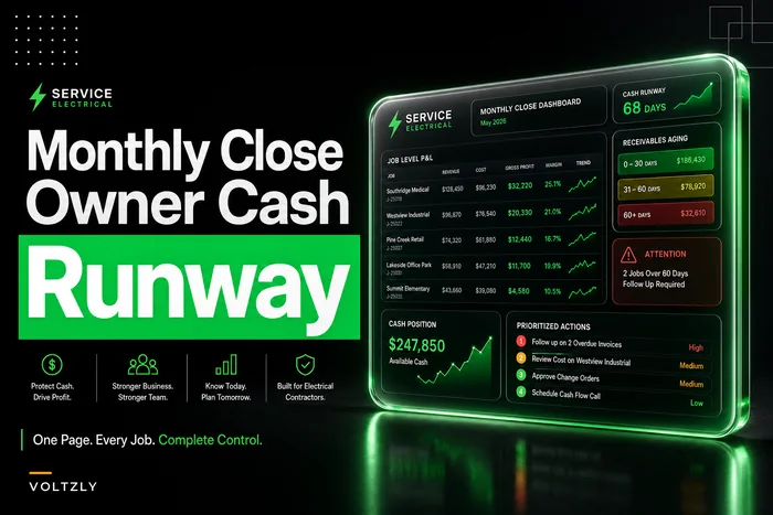 One-page monthly close pack that turns job P&L into owner cash decisions