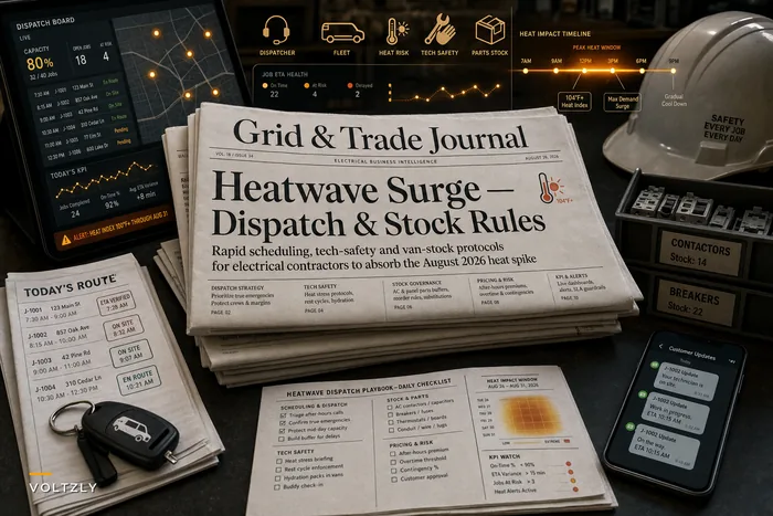 Prepare for heat‑wave demand: scheduling, dispatch and stock rules electrical contractors need now