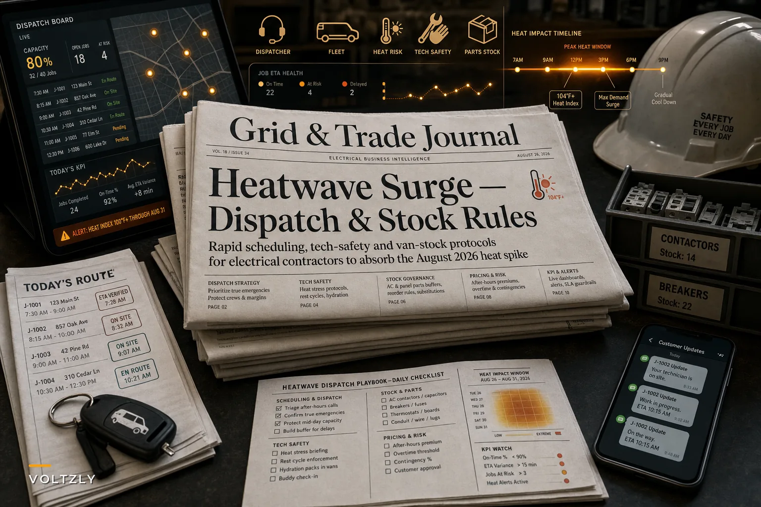 Prepare for heat‑wave demand: scheduling, dispatch and stock rules electrical contractors need now