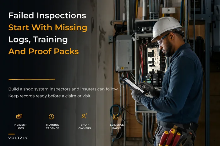 Prevent failed inspections and insurer disputes: a safety & compliance system for small electrical shops