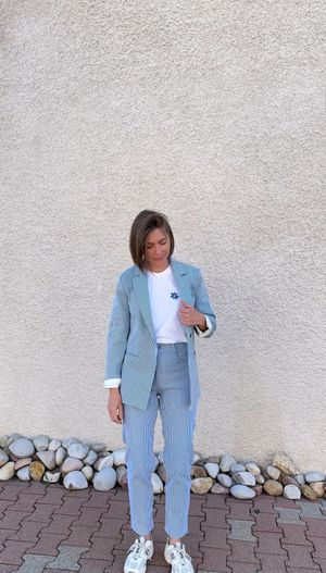 PANTALON LOMBARDIEBleu à rayures