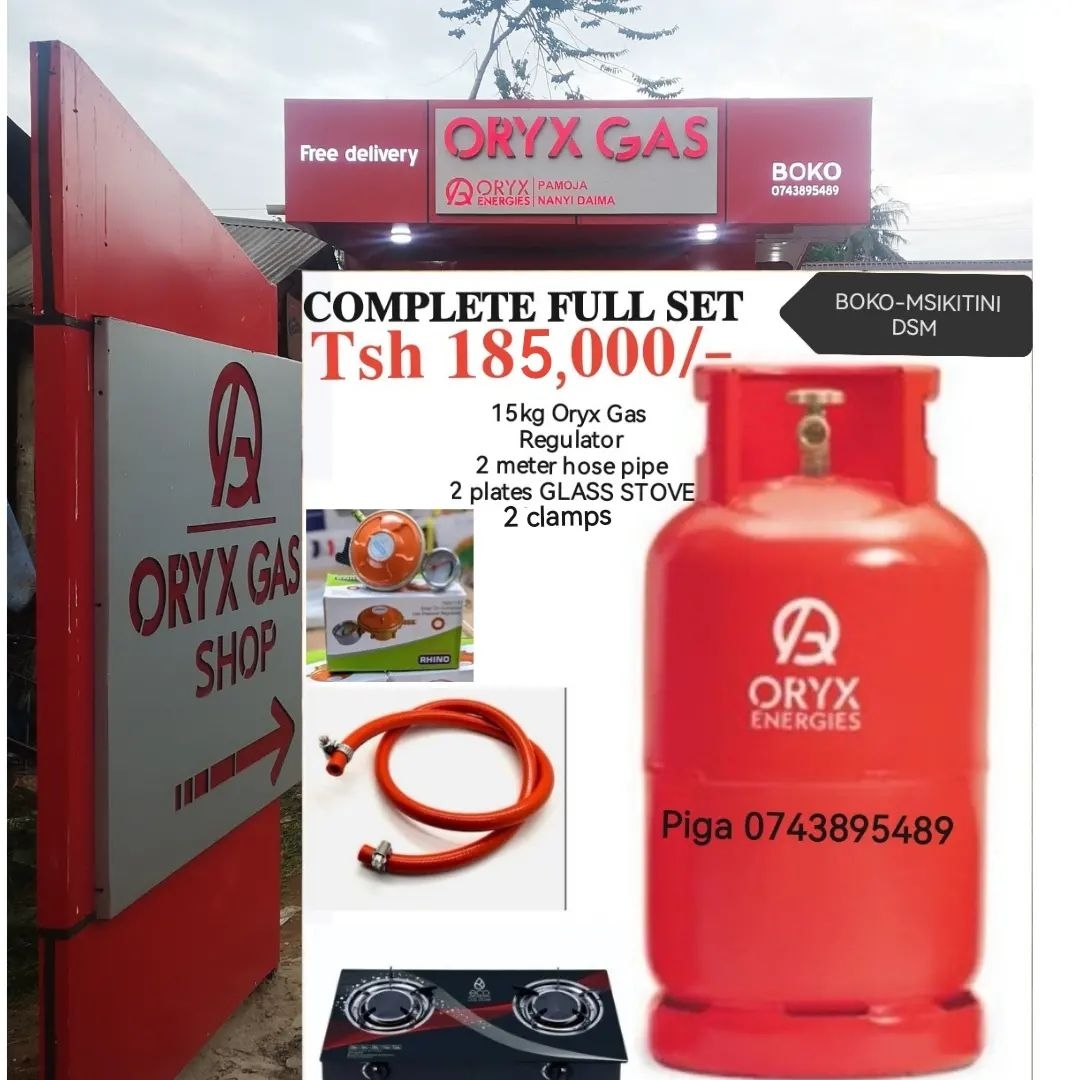 15kg Oryx Gas With Cylinder Eco 2 Plates Glass Stove