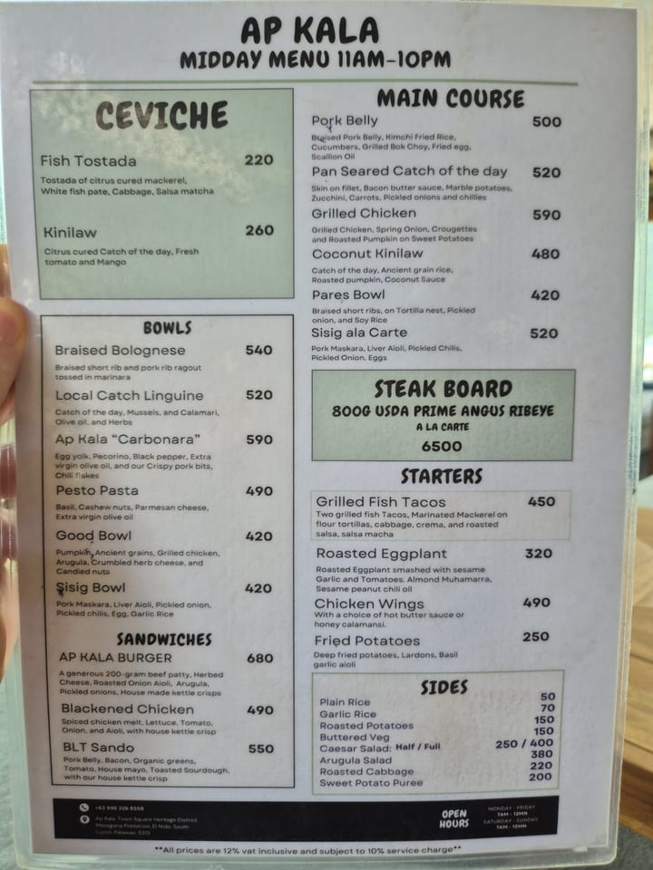 Fotografia do menu de AP KALA beach bar & modern cafe